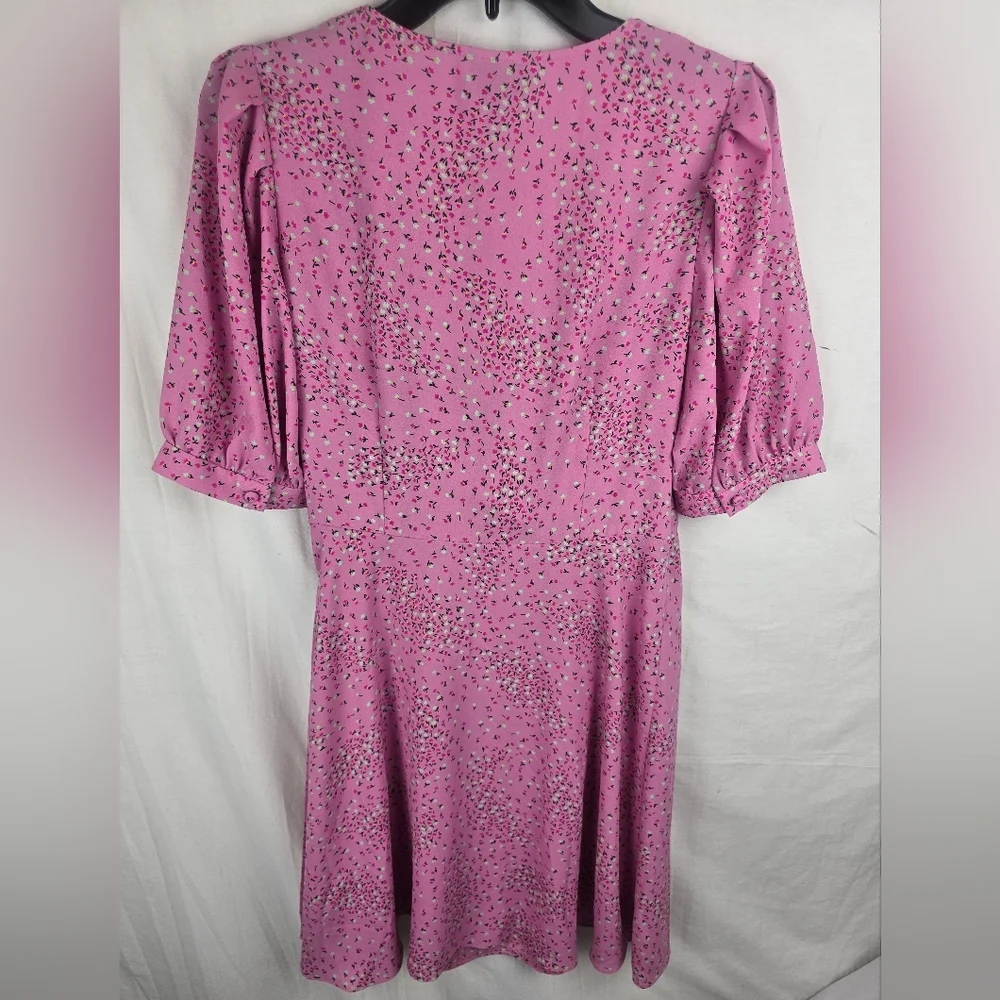 Kate Spade Pink Chilled Watermelon Meadow Floral Short Sleeve Wrap Dress Sz 6